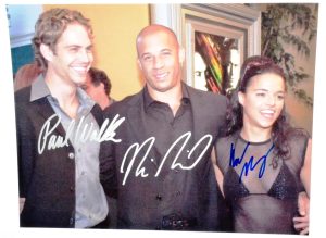 Paul Walker Vin Diesel Michelle Rodriguez Signed Photo