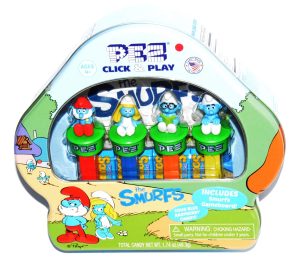 PEZ Click & Play The Smurfs Candy Dispenser Tin