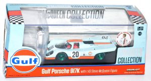 Greenlight Steve McQueen Green Machine Gulf Porsche 917K + Figure