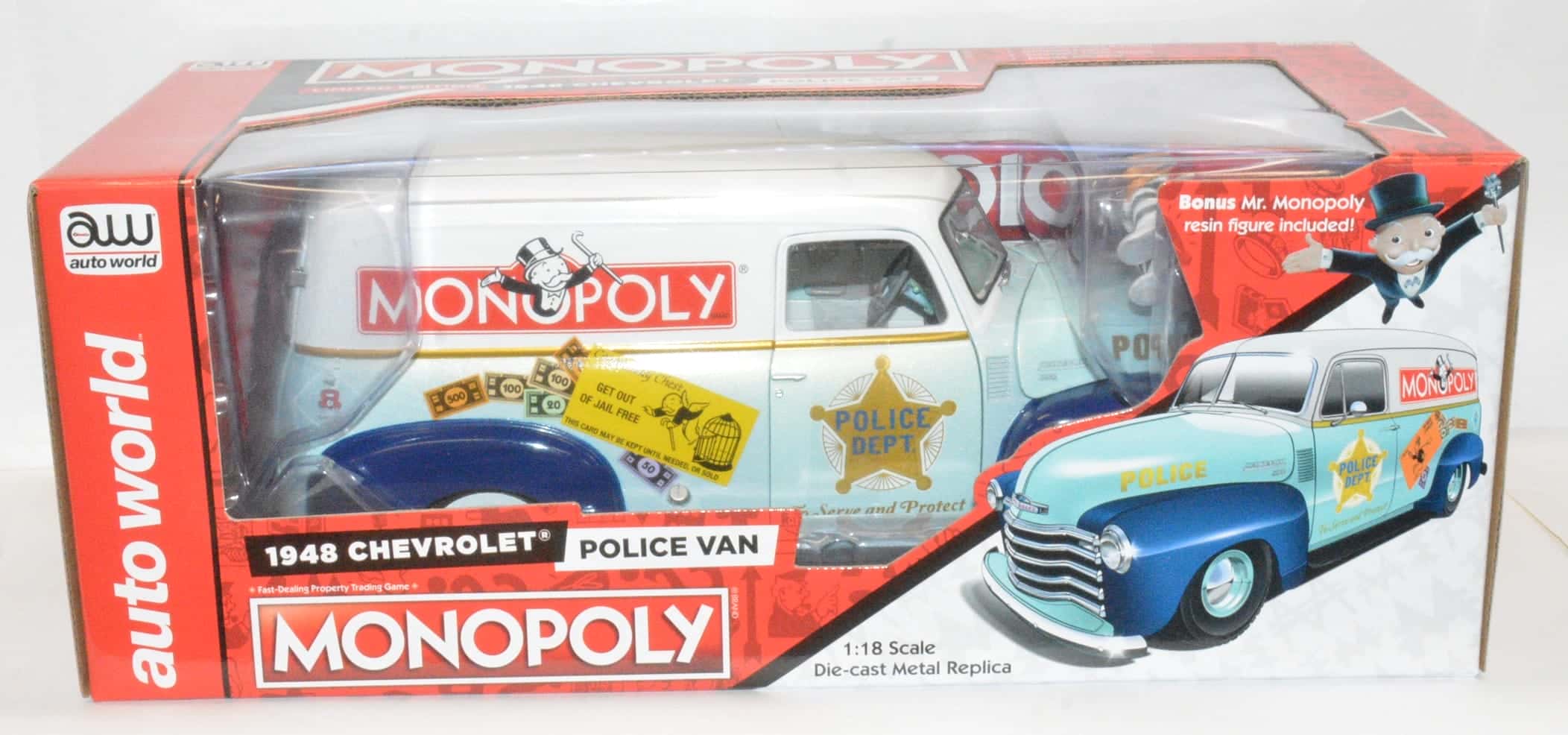 Auto World Monopoly 1948 Chevrolet Police Van 1/18