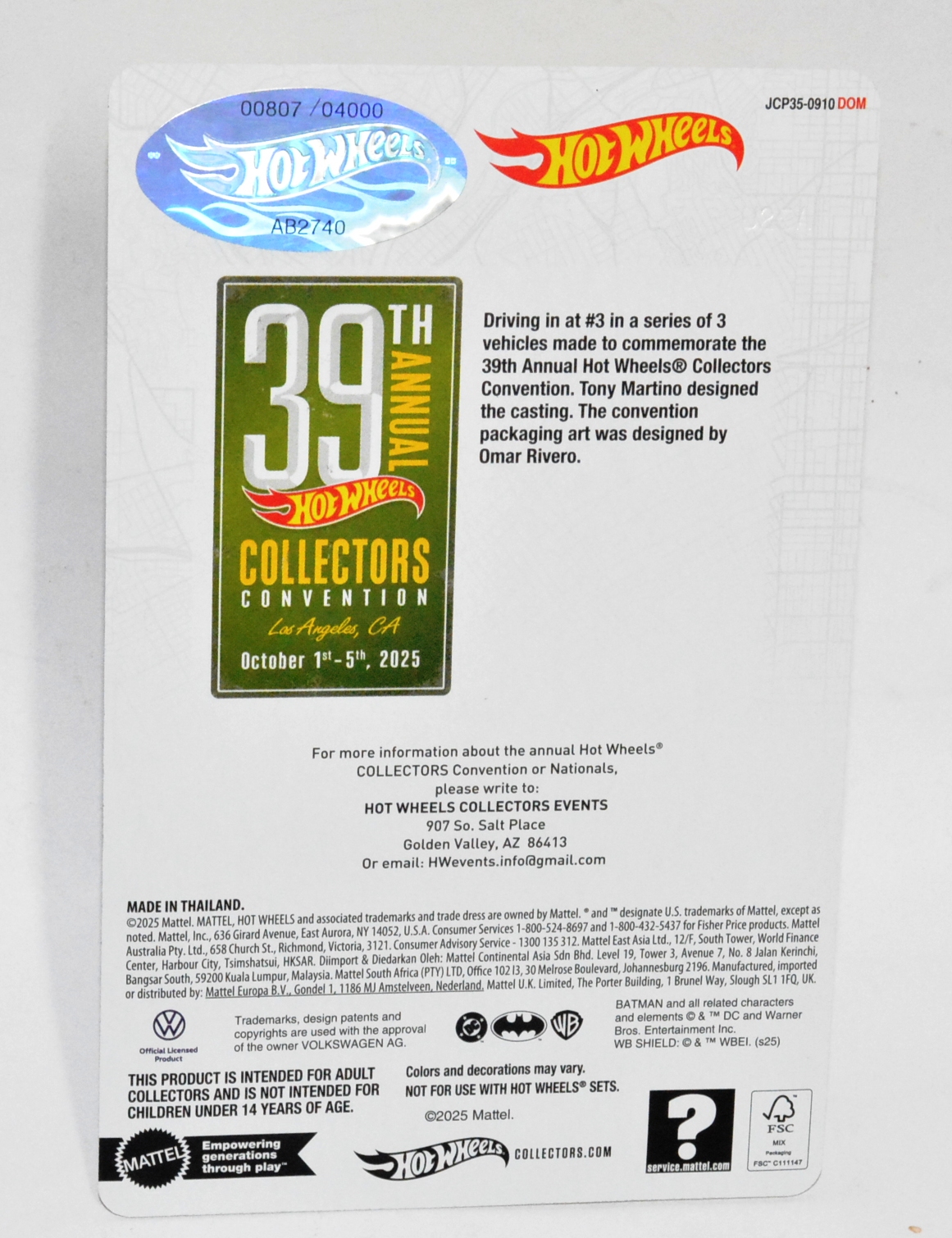 39th Annual Hot Wheels 39th Annual Collectors Convention